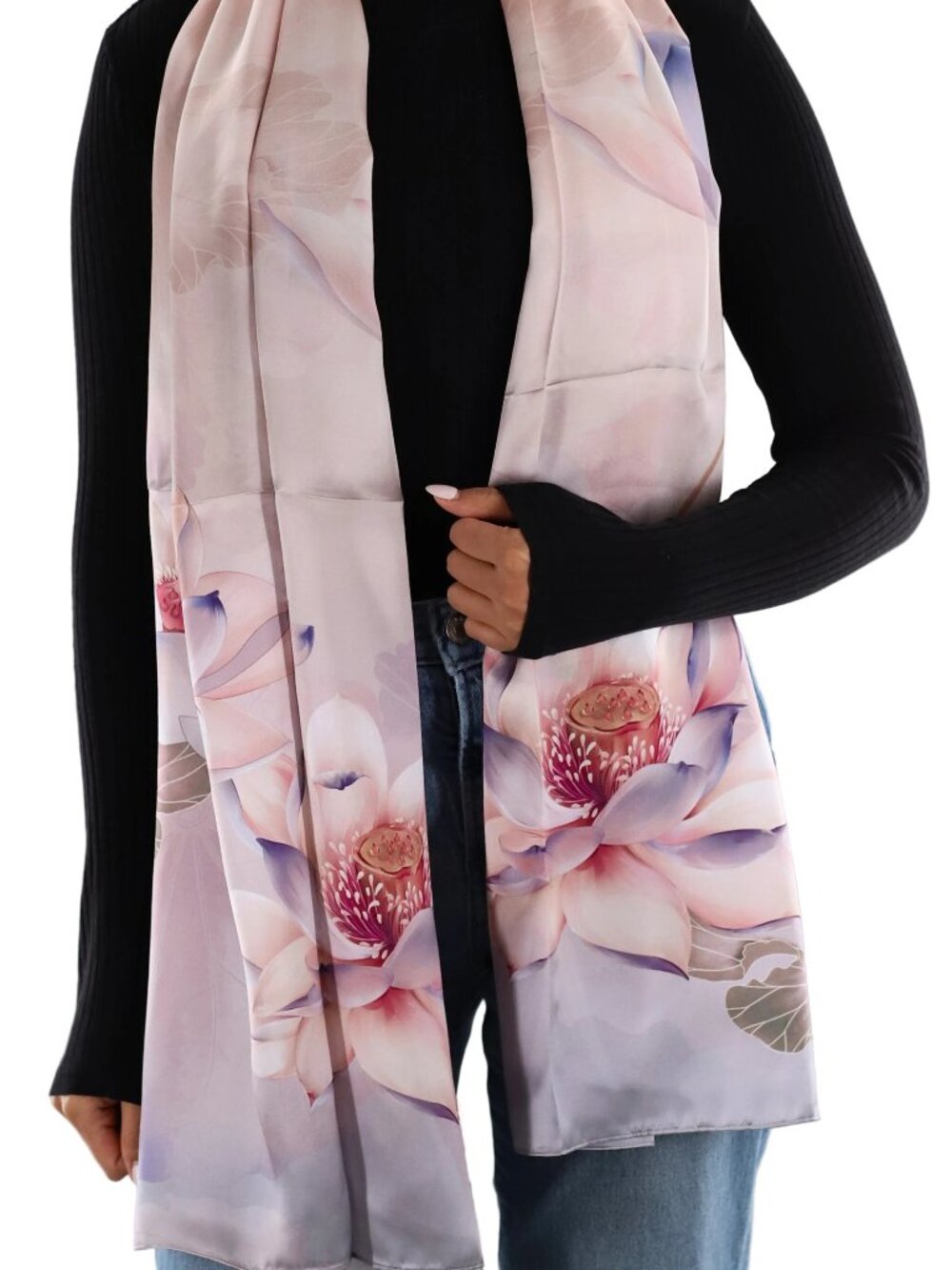 Silk Floral Print Scarf